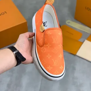 Louis Vuitton Orange Beige Monogram Canvas Slip-On Lifestyle Sneakers