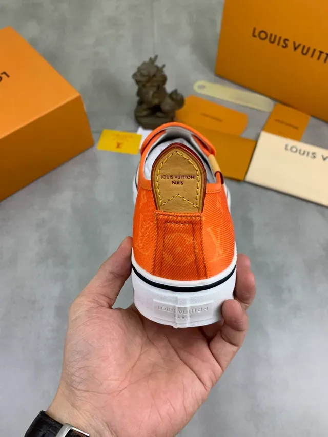 Louis Vuitton sneakers lifestyle slip-on toile monogram orange beige 4