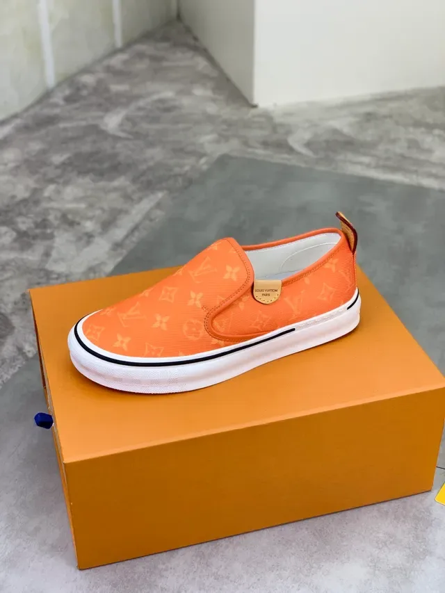 Louis Vuitton sneakers lifestyle slip-on toile monogram orange beige 5