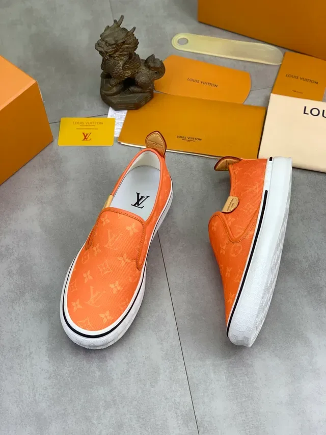 Louis Vuitton sneakers lifestyle slip-on toile monogram orange beige 6