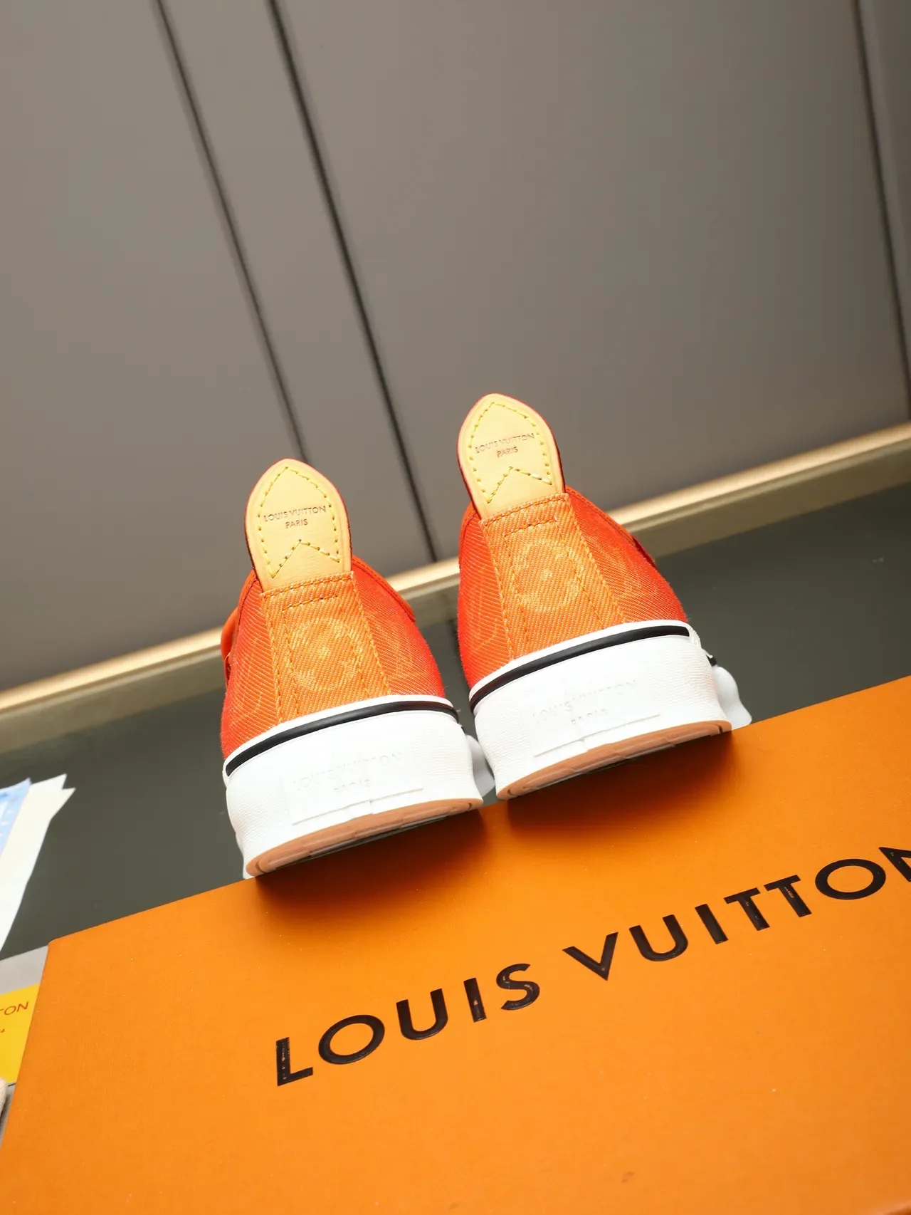 Louis Vuitton Orange White Monogram Canvas Slip-On Lifestyle Sneakers 4