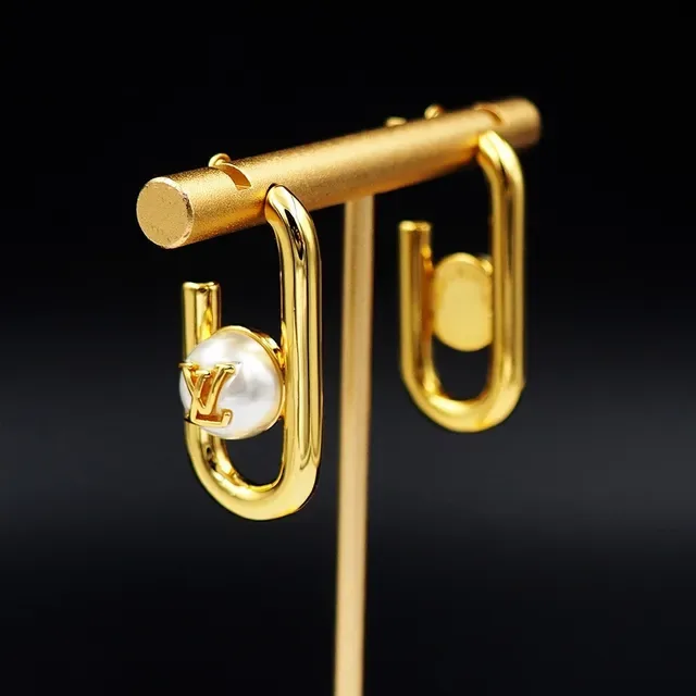 Louis Vuitton Pearl and Monogram U-Shaped Hoop Earrings 6