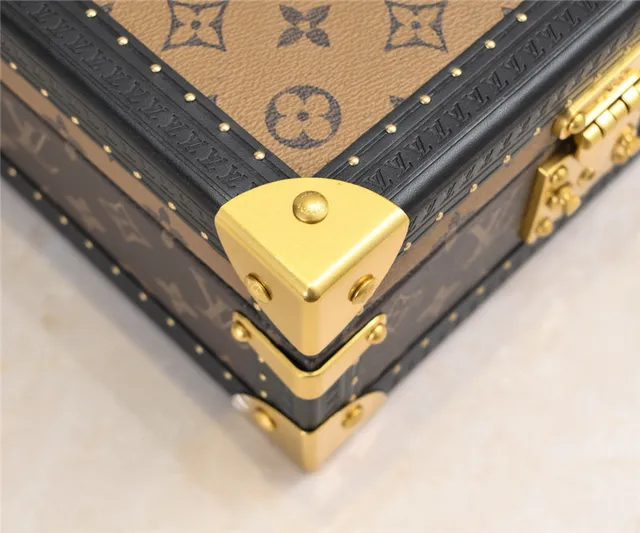 Louis Vuitton Petite Malle বাদামি কালো Monogram ক্যানভাস চামড়া ট্রিম টোট ব্যাগ 5