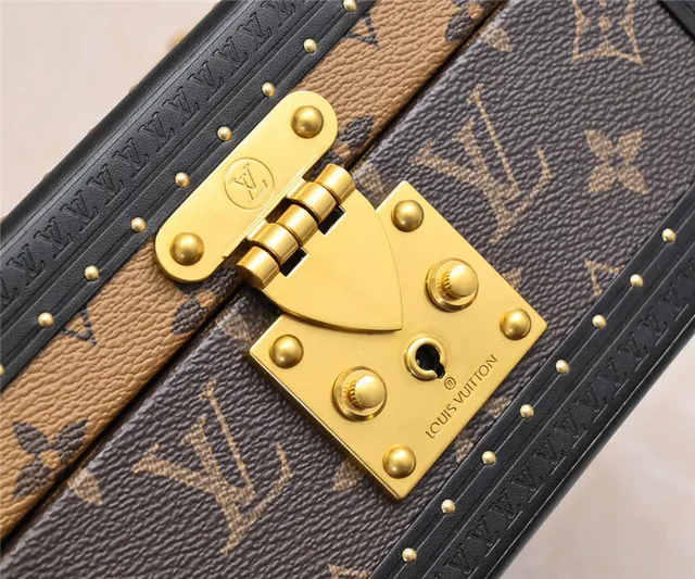Louis Vuitton Petite Malle বাদামি কালো Monogram ক্যানভাস চামড়া ট্রিম টোট ব্যাগ 6