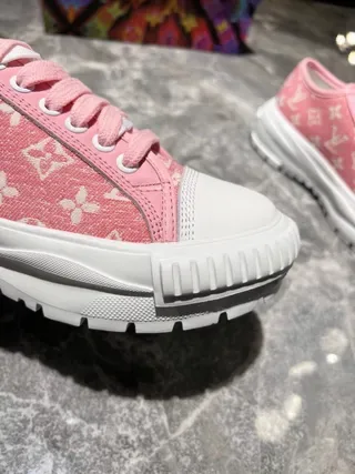 Louis Vuitton Pink White Monogram Canvas Chunky Platform Sole Lifestyle Sneakers 2