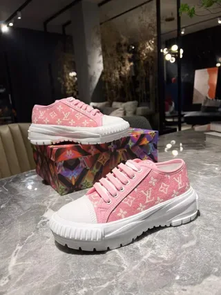 Louis Vuitton Pink White Monogram Canvas Chunky Platform Sole Lifestyle Sneakers 8
