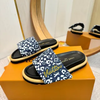 Louis Vuitton 印花鞋带标志补丁平台拖鞋