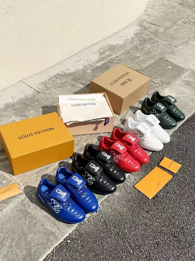 Louis Vuitton Run Away Blue Leather Indoor Soccer Shoes 2