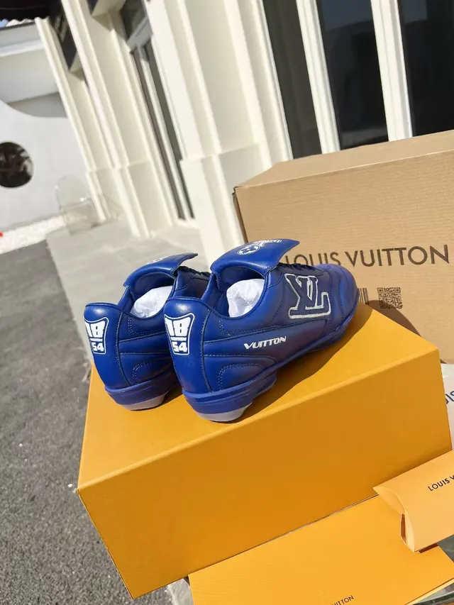 Louis Vuitton Run Away Blue Leather Indoor Soccer Shoes 3