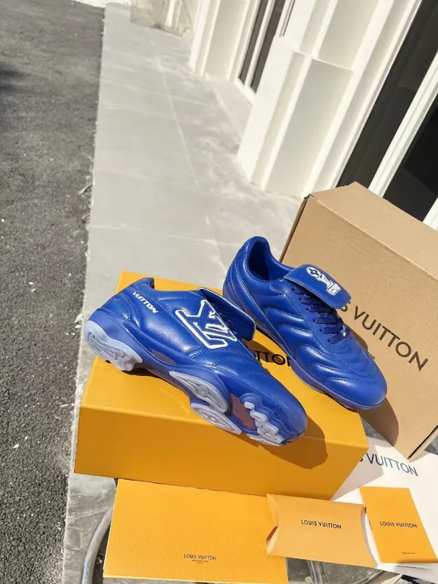Louis Vuitton Run Away Blue Leather Indoor Soccer Shoes 4