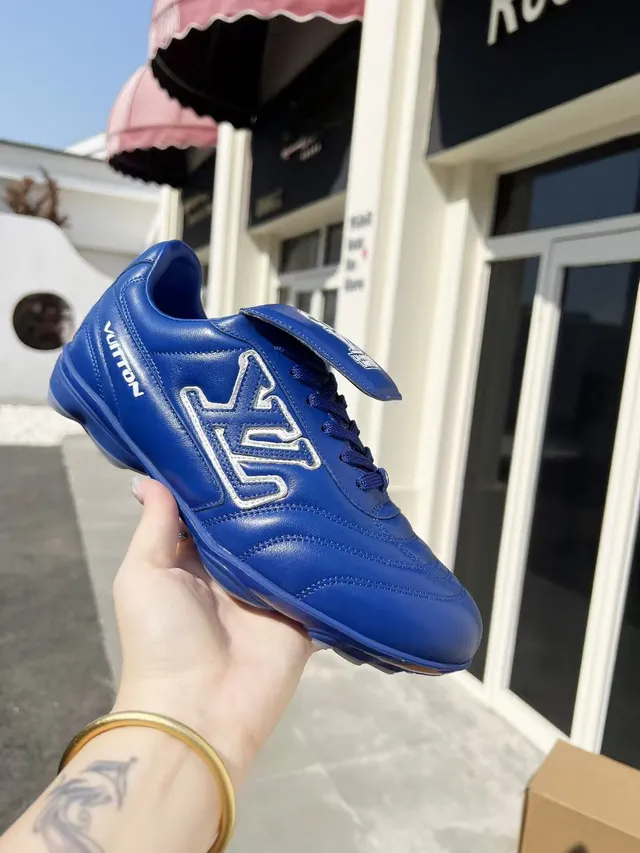 Louis Vuitton Run Away Blue Leather Indoor Soccer Shoes 5