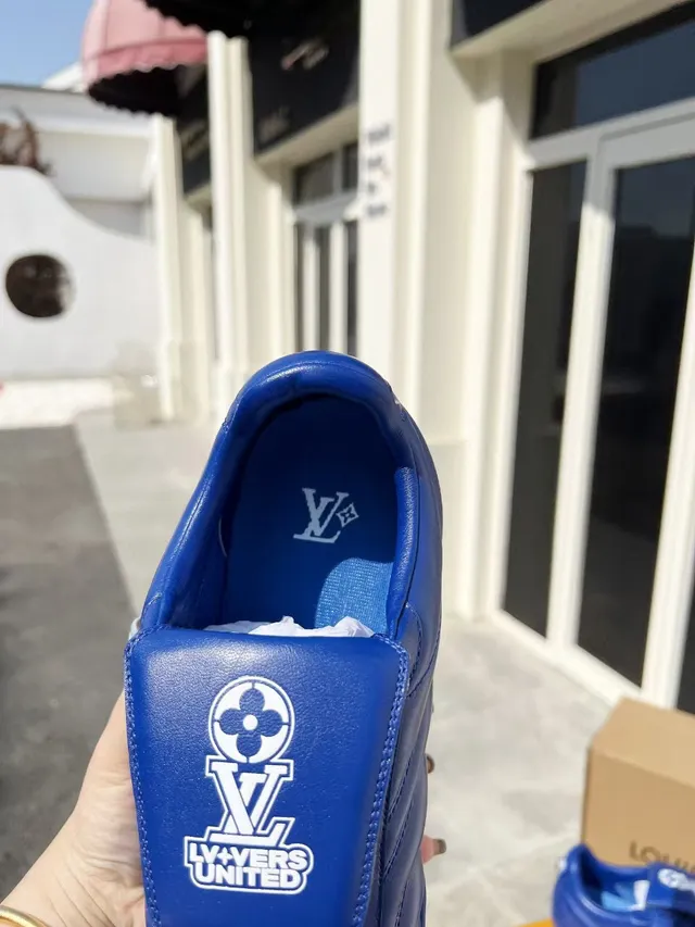 Louis Vuitton Run Away Blue Leather Indoor Soccer Shoes 8