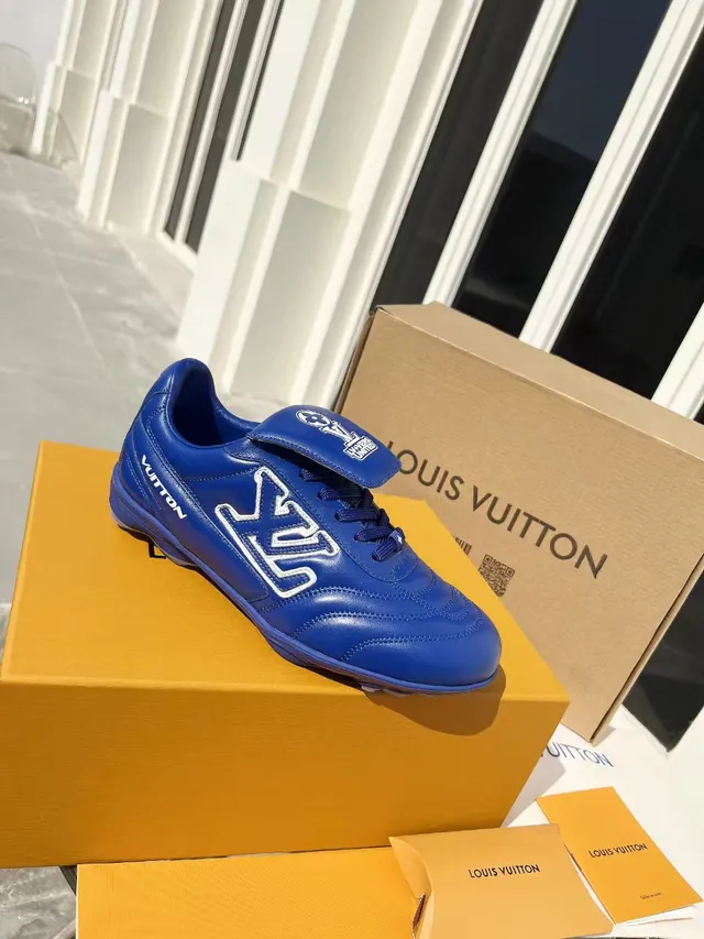 Louis Vuitton Run Away Blue Leather Indoor Soccer Shoes 9