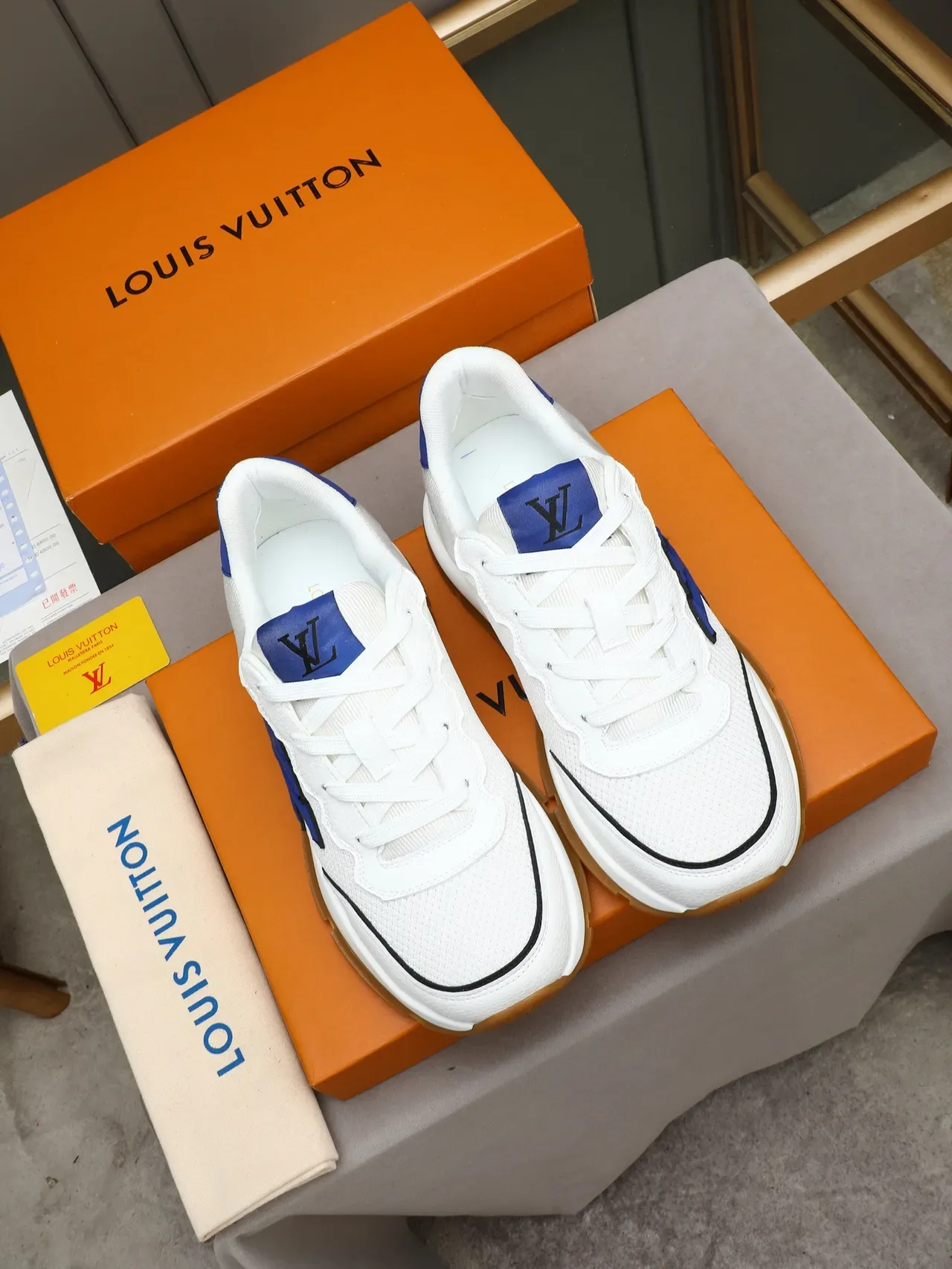 Louis Vuitton Run Away White and Blue Lifestyle Sneakers 2