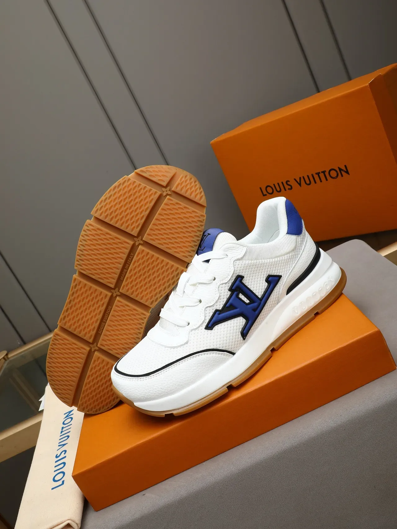 Louis Vuitton Run Away White and Blue Lifestyle Sneakers 4