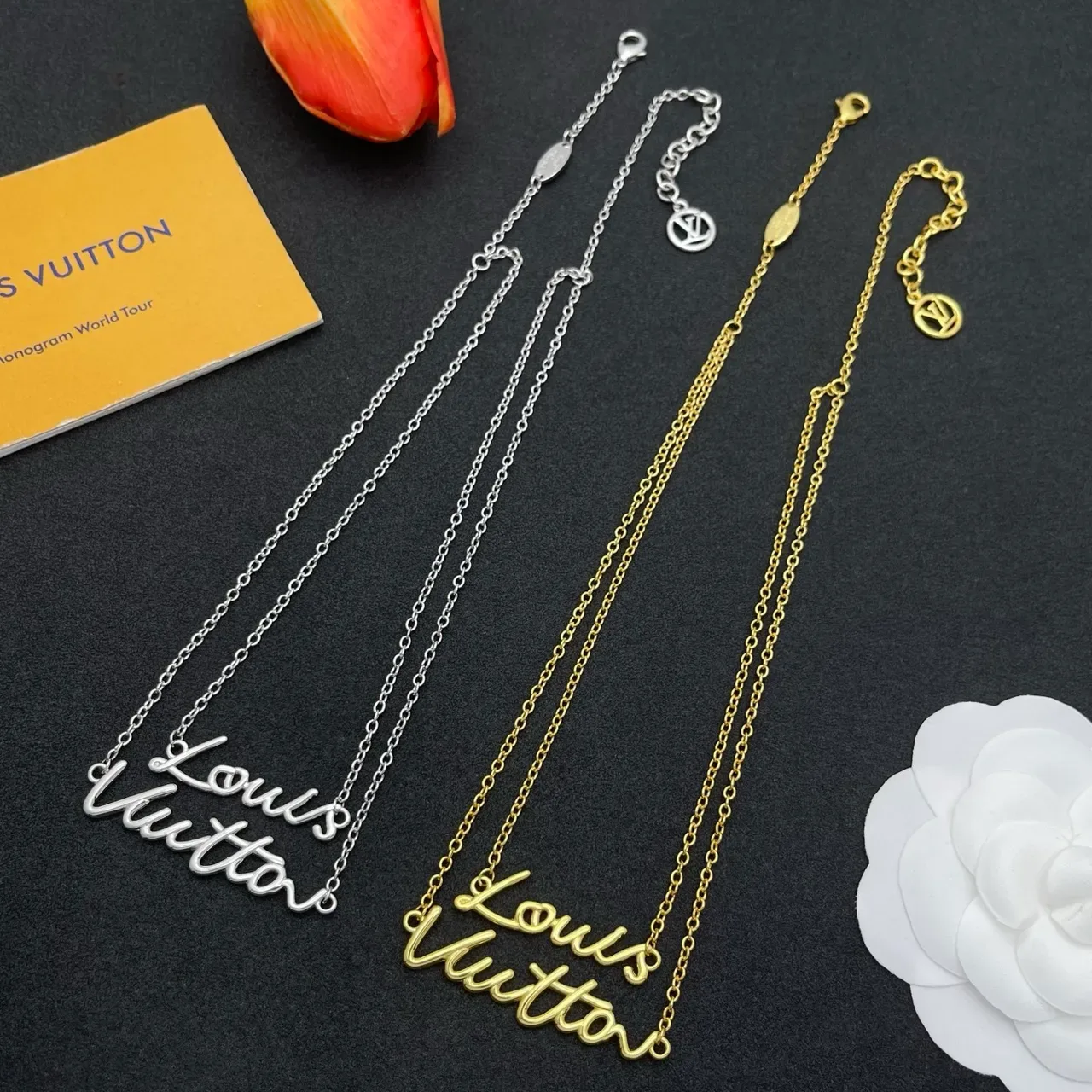 Louis Vuitton Script Pendant Double-Chain Necklace 2