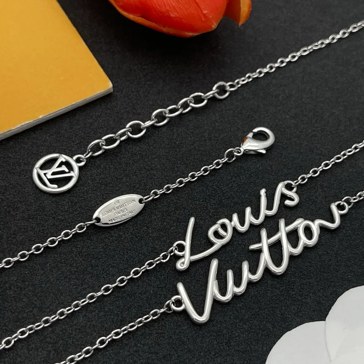 Louis Vuitton Script Pendant Double-Chain Necklace 4