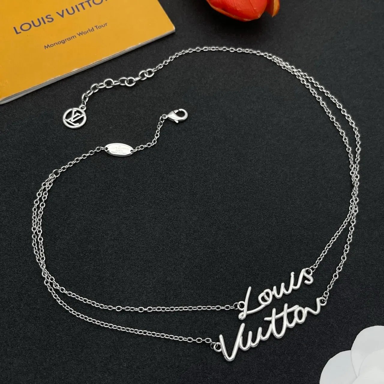 Louis Vuitton Script Pendant Double-Chain Necklace 8