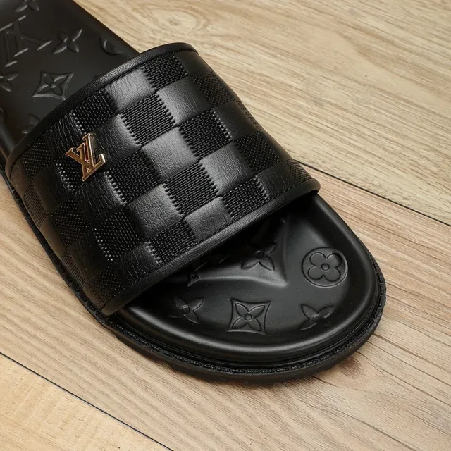 Louis Vuitton Slide Noir Bride Tressée Semelle Monogram Chanclas 6