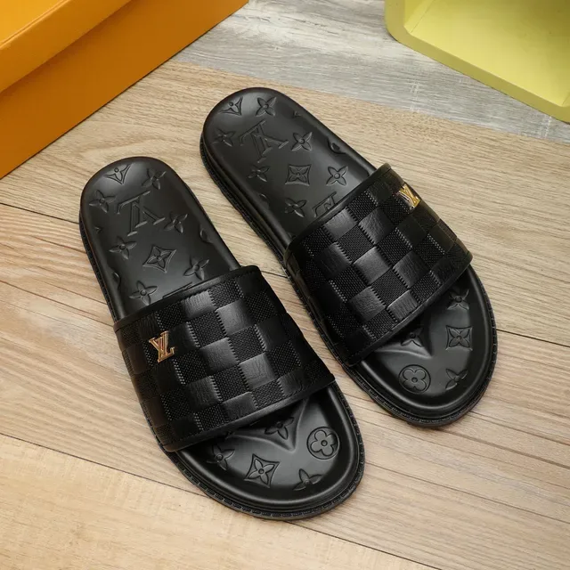 Louis Vuitton Slide Noir Bride Tressée Semelle Monogram Chanclas 7