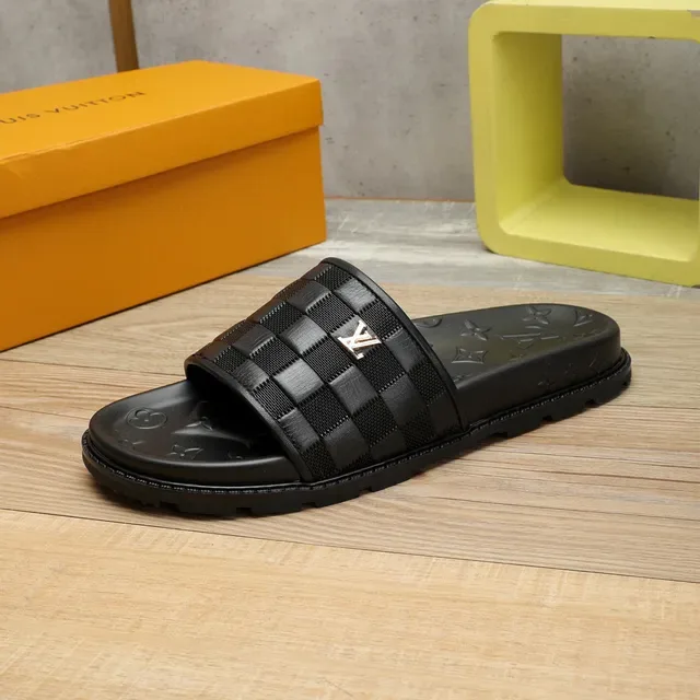 Louis Vuitton Slide Noir Bride Tressée Semelle Monogram Chanclas 8