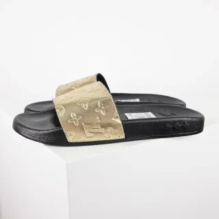 Louis Vuitton Slide 金色蒙诺格林黑色拖鞋