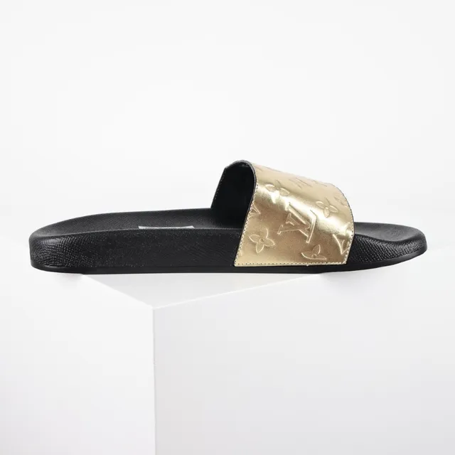 Louis Vuitton Slide Gold Monogram Black Slippers 7