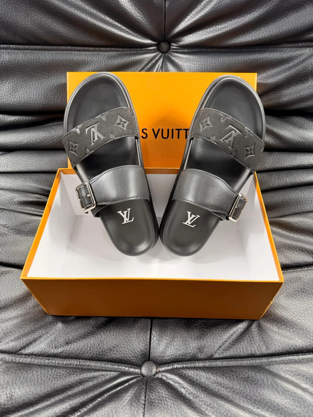 Louis Vuitton Slide Monogram Double-Strap Buckle Slippers 5