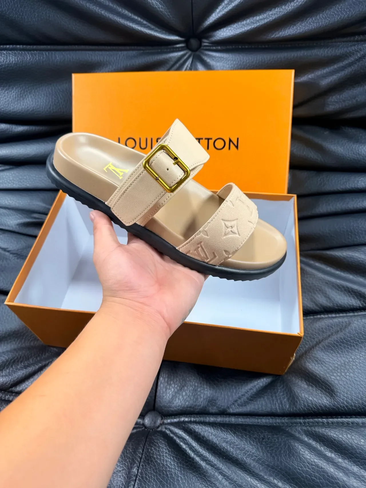 Louis Vuitton Slide Monogram Double-Strap Buckle Slippers 12