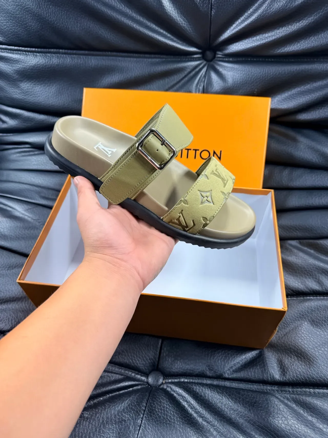 Louis Vuitton Slide Monogram Double-Strap Buckle Slippers 18
