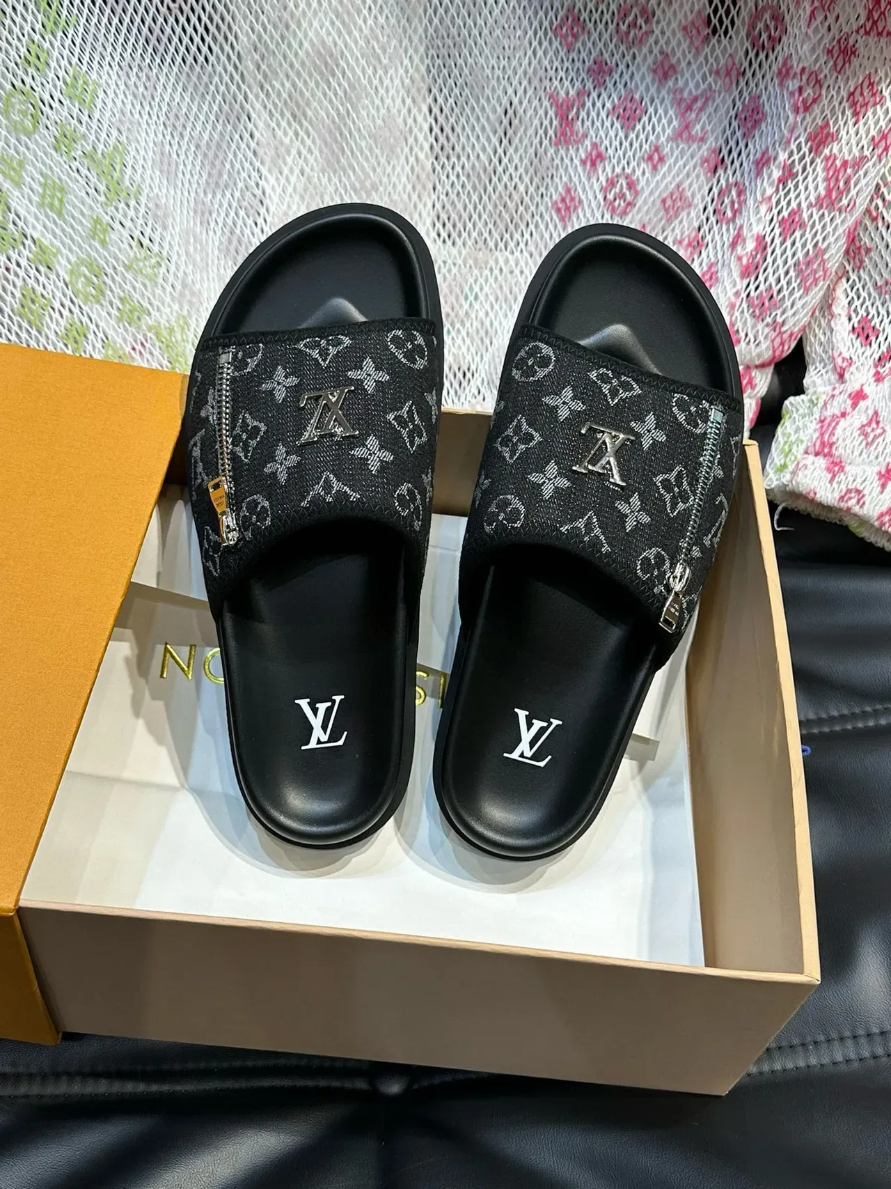 Louis Vuitton Slide Monogram Fabric Strap Slippers 4