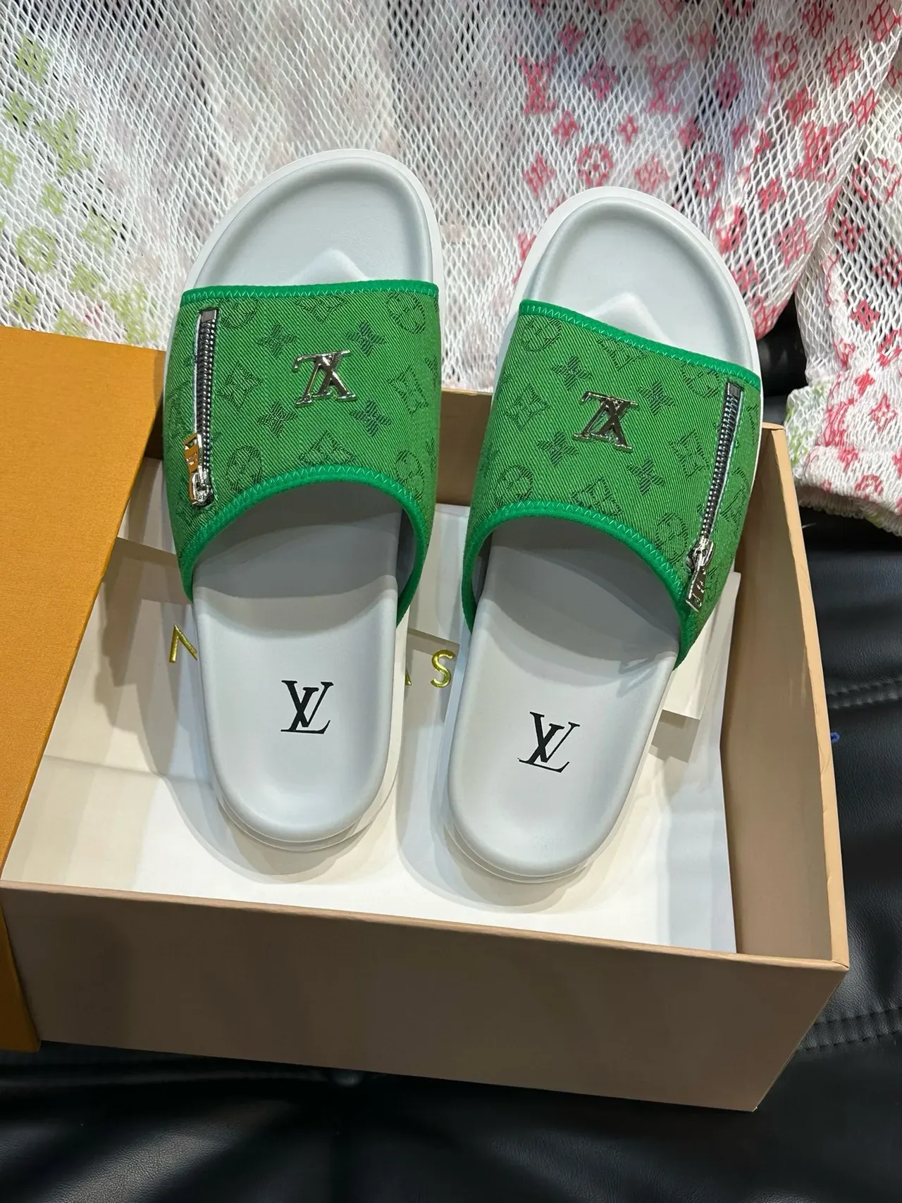 Louis Vuitton Slide Monogram Fabric Strap Slippers 6