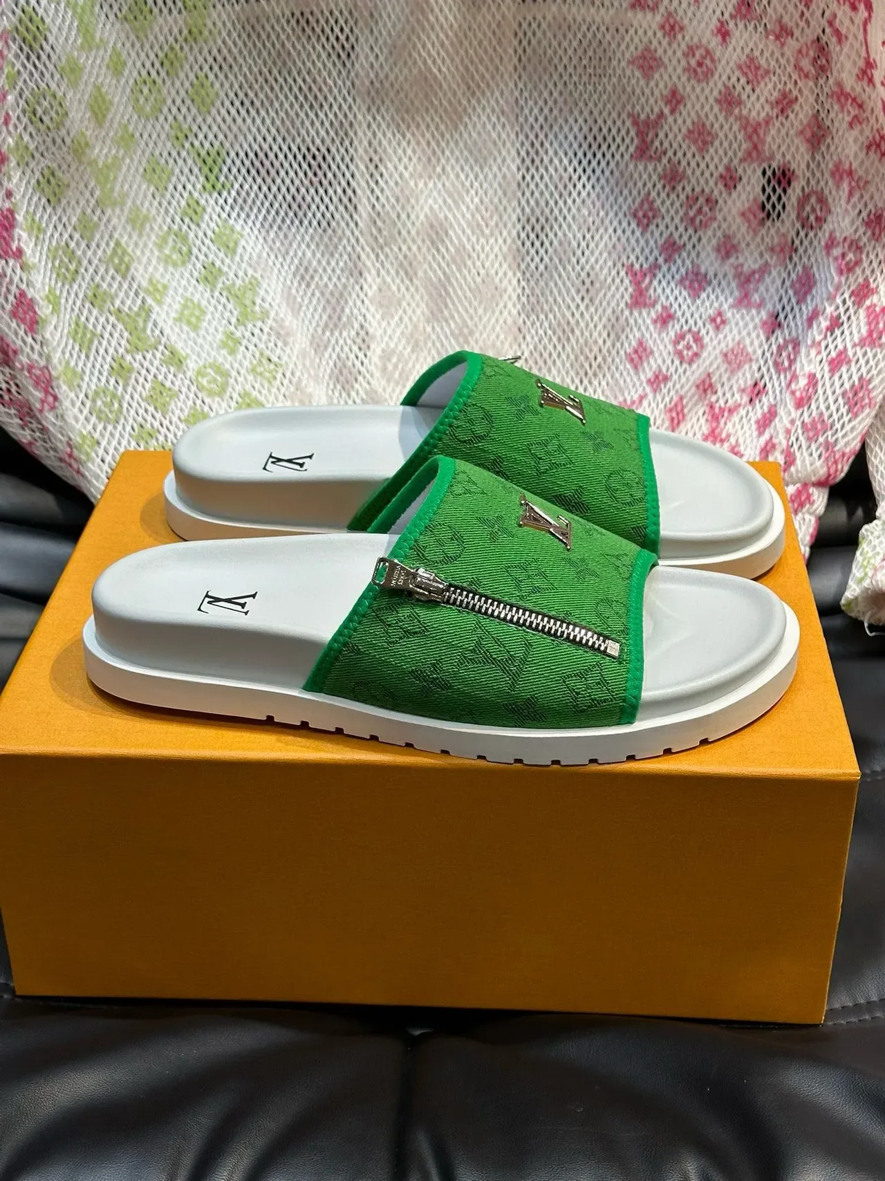 Louis Vuitton Slide Monogram Fabric Strap Slippers 9