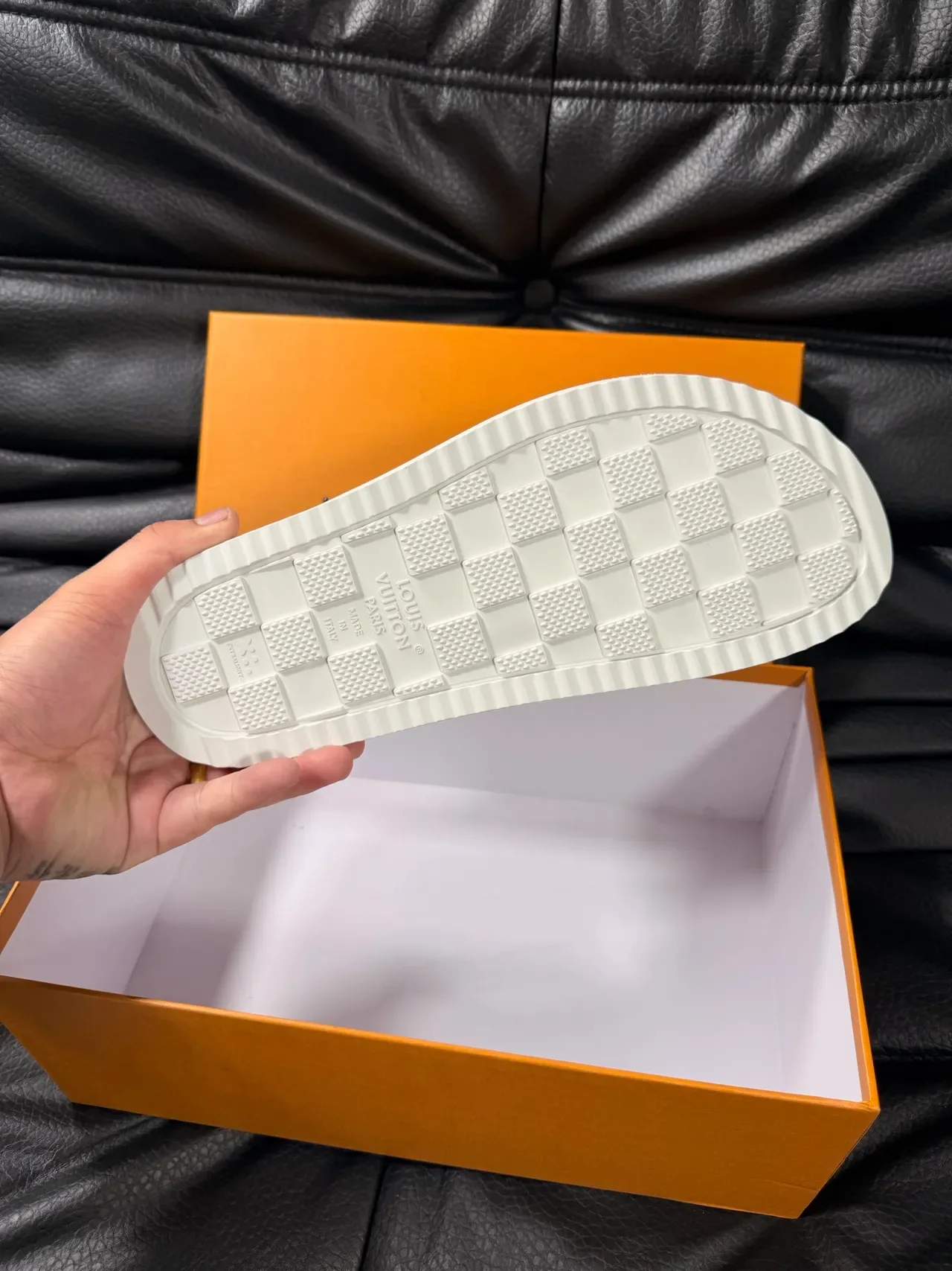 Louis Vuitton Slide White Gray Monogram-Print Strap Molded Rubber Sole Slippers 2