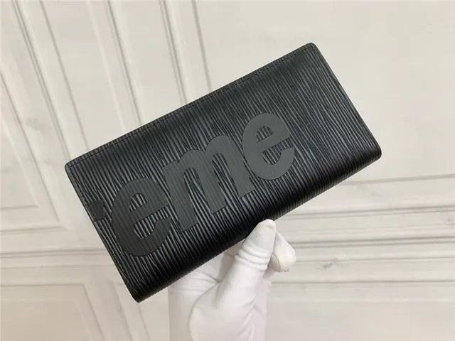 Louis Vuitton Supreme Collaboration लाल सफेद Epi चमड़ा बनावट बोल्ड Logotype लंबा बटुआ 7