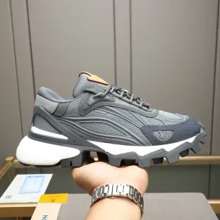 Louis Vuitton Trail Gray White Sole Layered Mesh And Synthetic Upper Chunky Sneakers