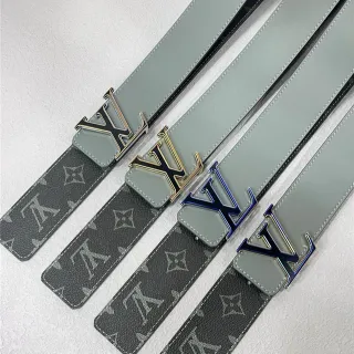 Louis Vuitton Turn-Lock رمادي أسود قابل للعكس Monogram كانفاس متشابك LV مشبك حزام جلدي