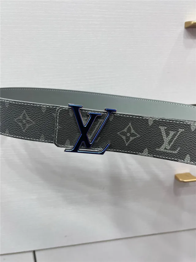 Louis Vuitton Turn-Lock Gray Black Reversible Monogram Canvas Interlocking LV Buckle Leather Belt 15