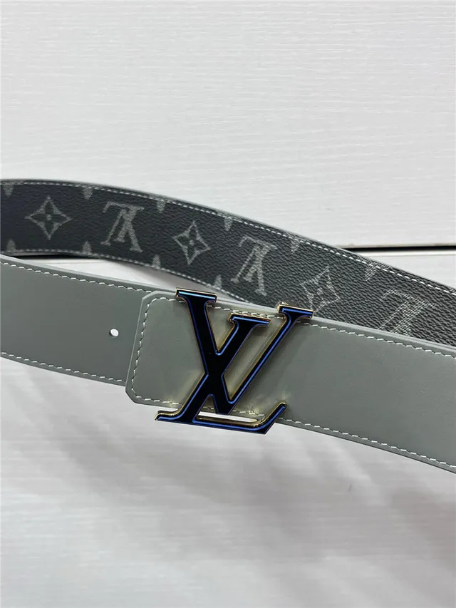 Louis Vuitton Turn-Lock Gray Black Reversible Monogram Canvas Interlocking LV Buckle Leather Belt 21