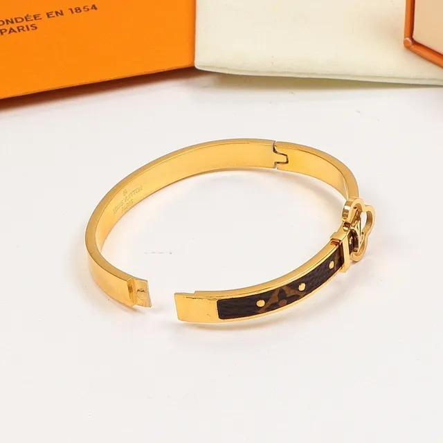 Louis Vuitton Twist Monogram Coated Leather Hinged Bangle Bracelet 2