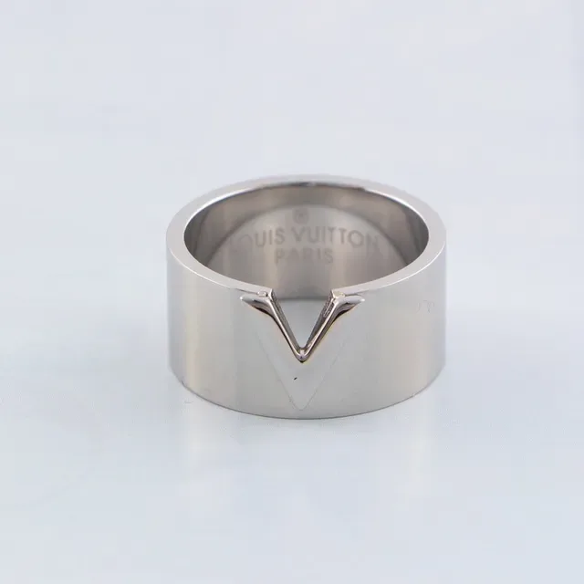 Louis Vuitton V Ring Gold and Silver Two-Tone Wide Band Ring 2