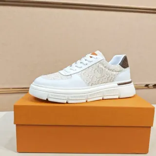 Louis Vuitton blanco beige Monogram Jacquard Upper Leather Overlays Lifestyle Sneakers