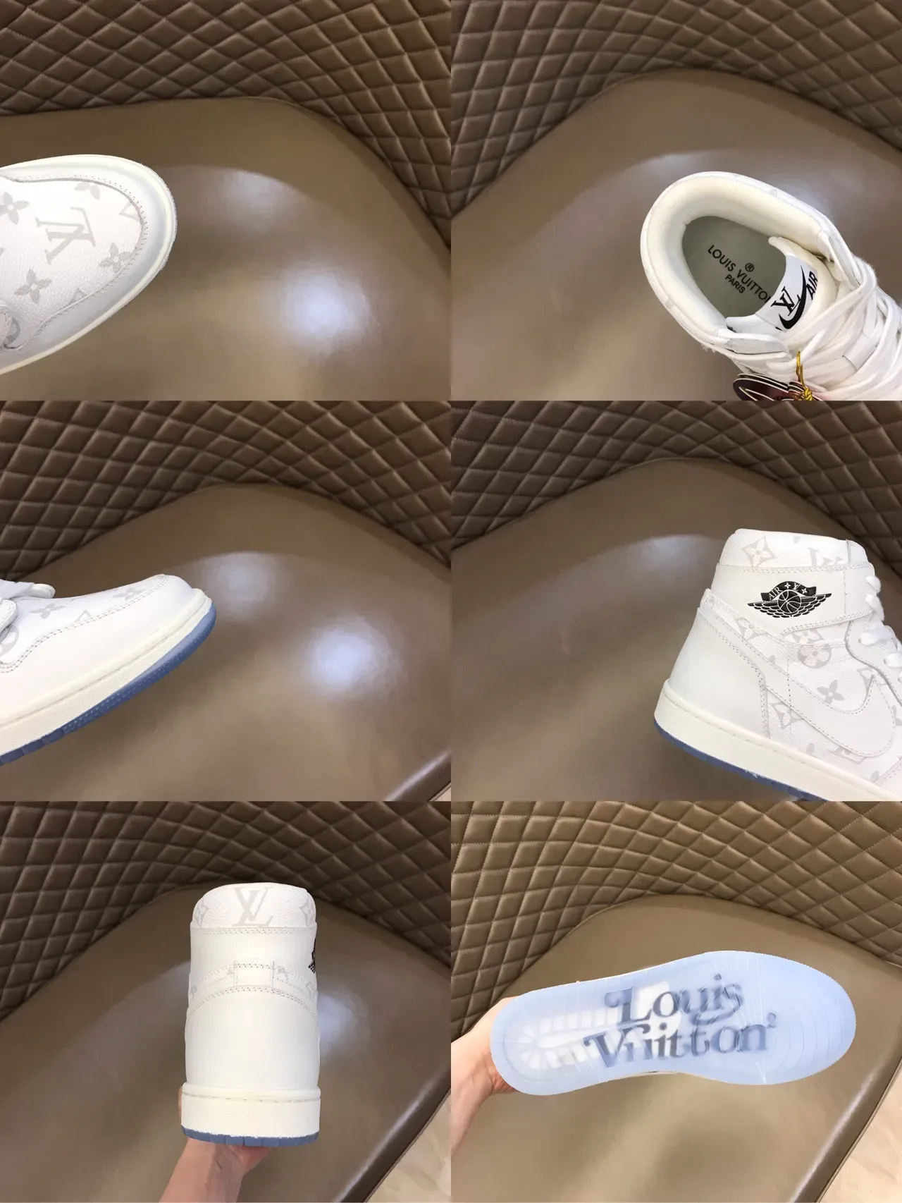 Louis Vuitton White Blue High-Top Monogram-Print Lifestyle Sneakers 2
