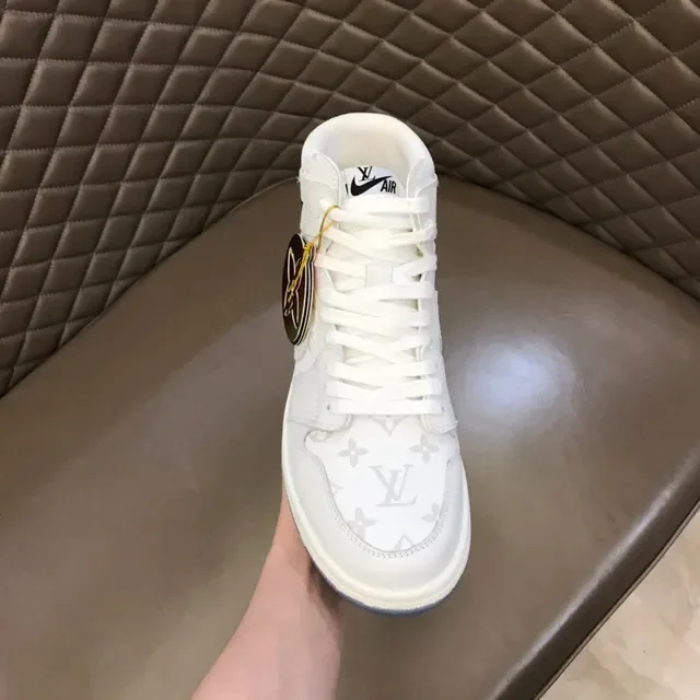 Louis Vuitton White Blue High-Top Monogram-Print Lifestyle Sneakers 4
