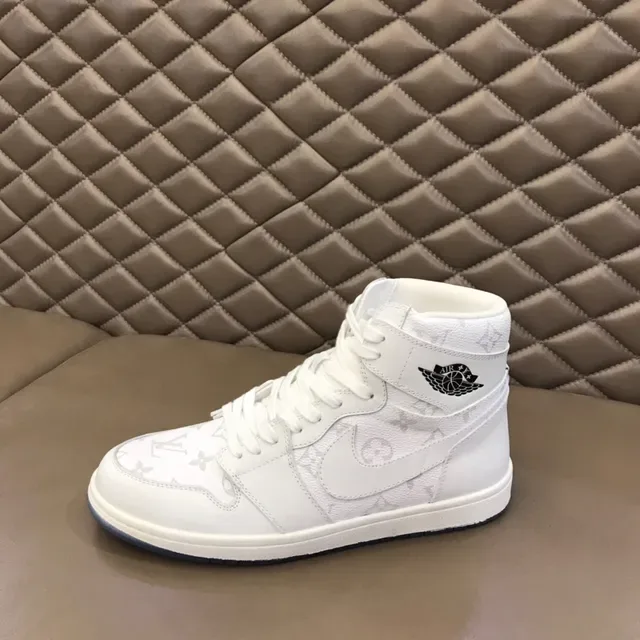 Louis Vuitton White Blue High-Top Monogram-Print Lifestyle Sneakers 5