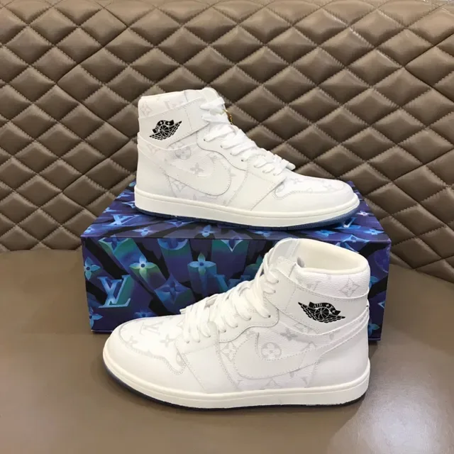 Louis Vuitton White Blue High-Top Monogram-Print Lifestyle Sneakers 7