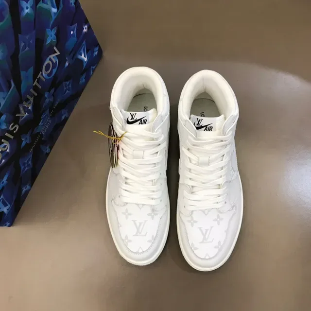 Louis Vuitton White Blue High-Top Monogram-Print Lifestyle Sneakers 9