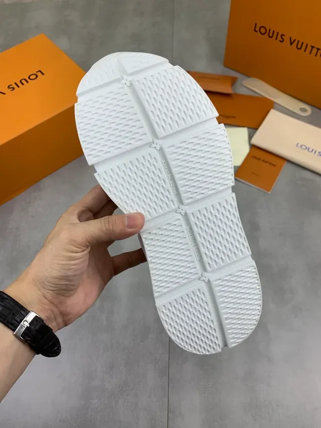 Louis Vuitton White Monogram-Embossed Leather Chunky Platform Sole Lifestyle Sneakers 3