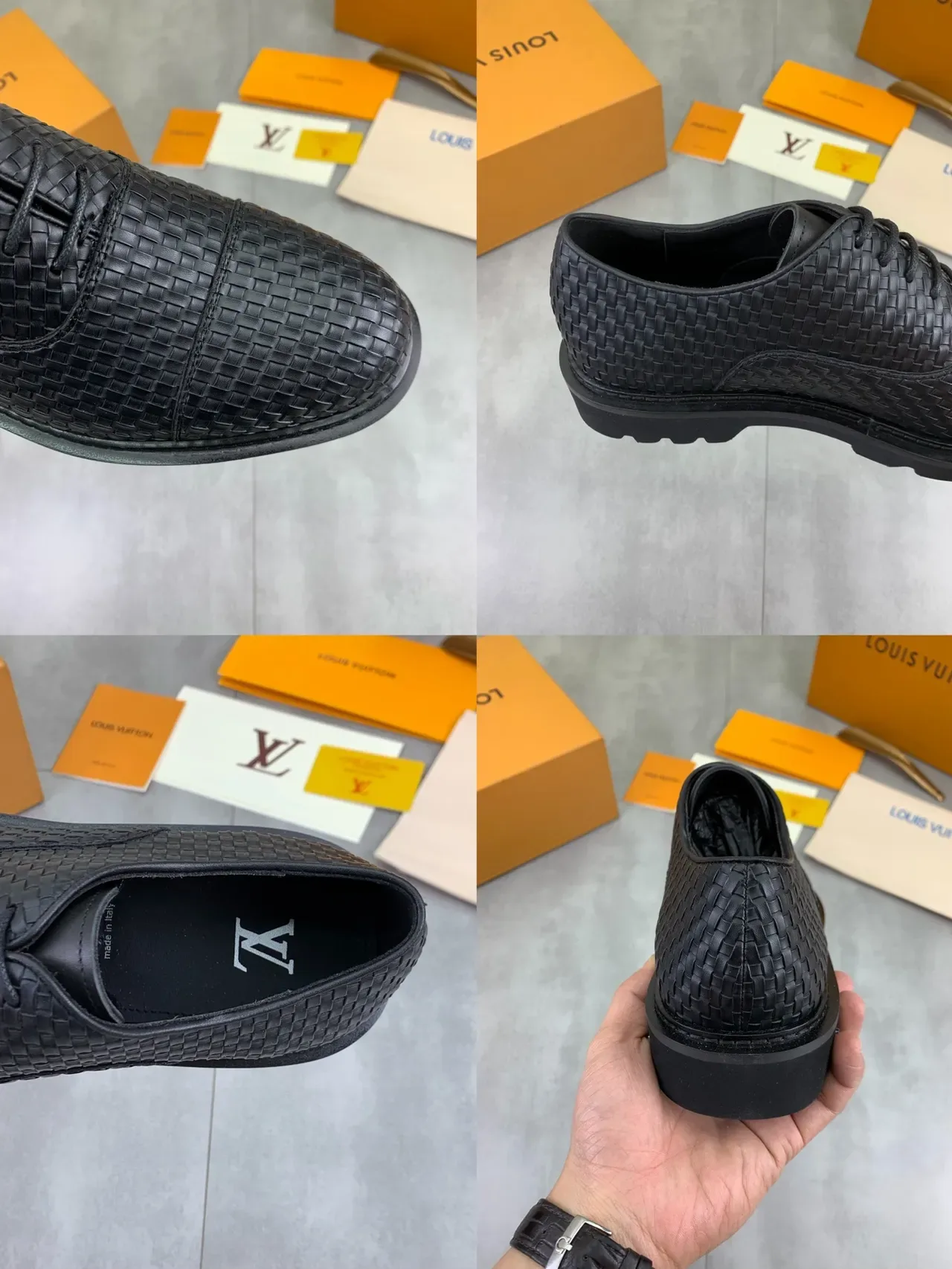 Louis Vuitton Woven Leather Cap Toe Oxford Shoes 2