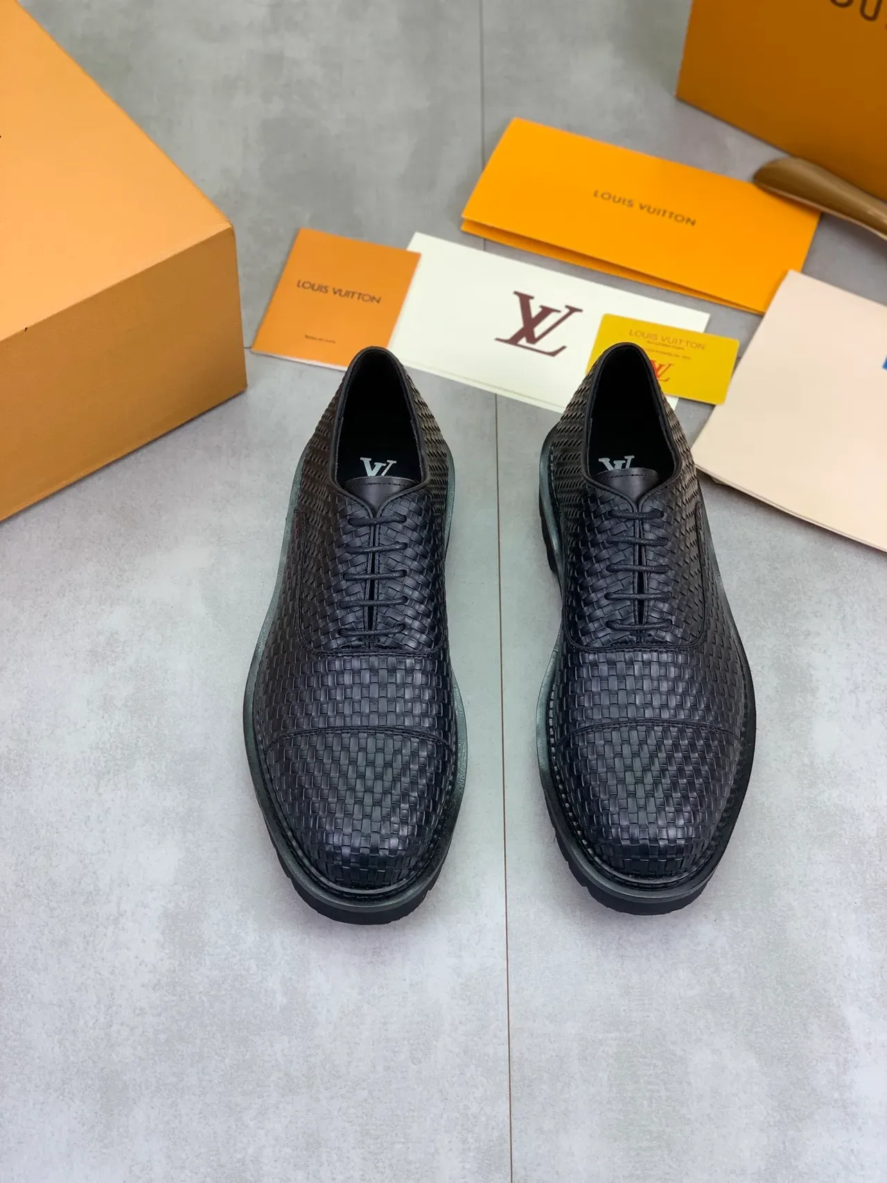 Louis Vuitton Woven Leather Cap Toe Oxford Shoes 4